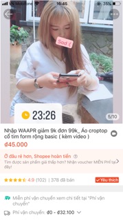 Áo thun croptop cổ tim form rộng