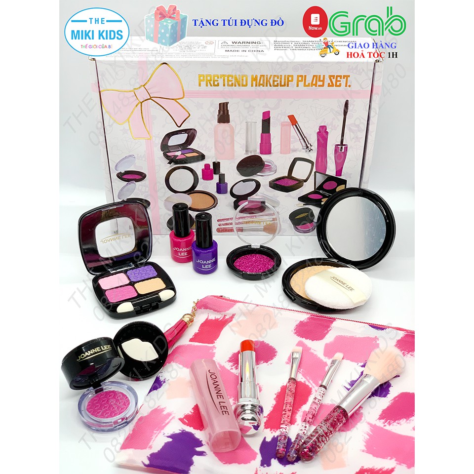 Bộ đồ chơi trang điểm make up giống thật dành cho bé, sản phẩm thế hệ mới, an toàn cho da của bé - The miki kids