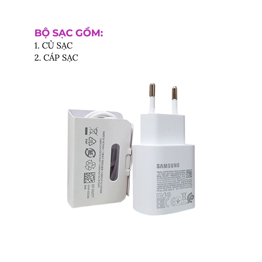 Bộ Sạc Nhanh 25W Chính Hãng Kava Store Cho Note10 S20 Note20 S21 Note21 A70, A80, A90