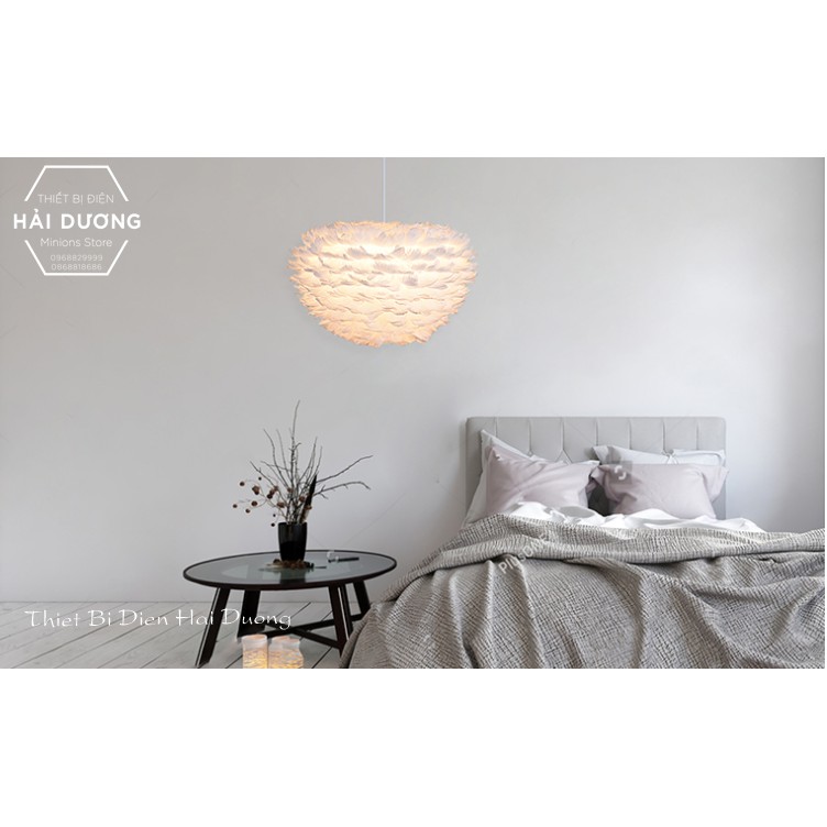 Đèn Chùm Mây lông Vũ Bắc ÂU Decor Lighting TN329 ( Loại Cỡ Vừa 45cm) - 3 Chế Độ Ánh Sáng - SỬ DỤNG 3 ĐUI-TẶNG KÈM 3 BÓNG