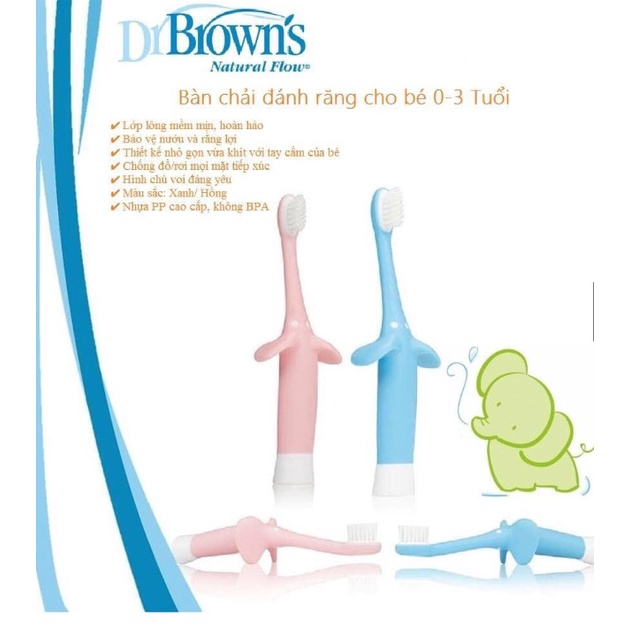 Combo kem và bàn chải đánh răng Dr Brown's cho bé vị táo lê mẫu mới