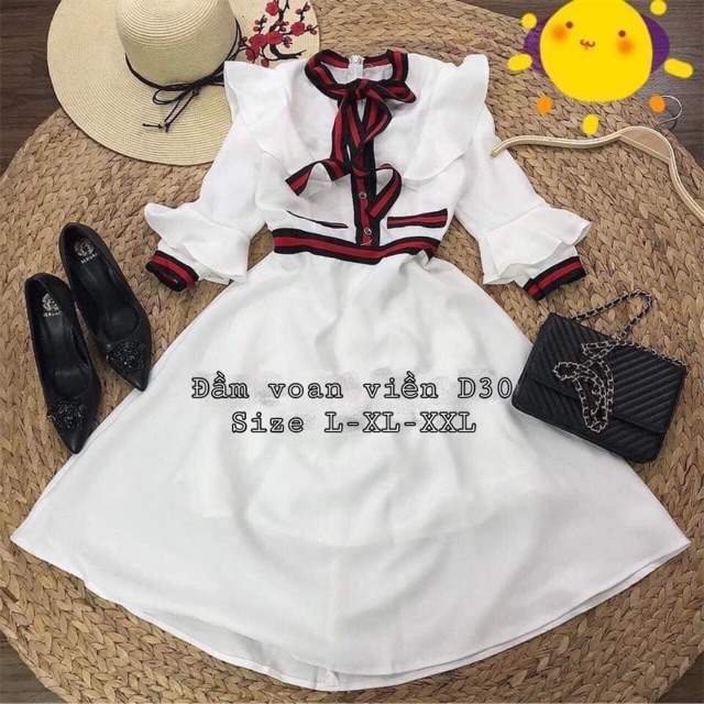 Bigsize Đầm voan viền D30