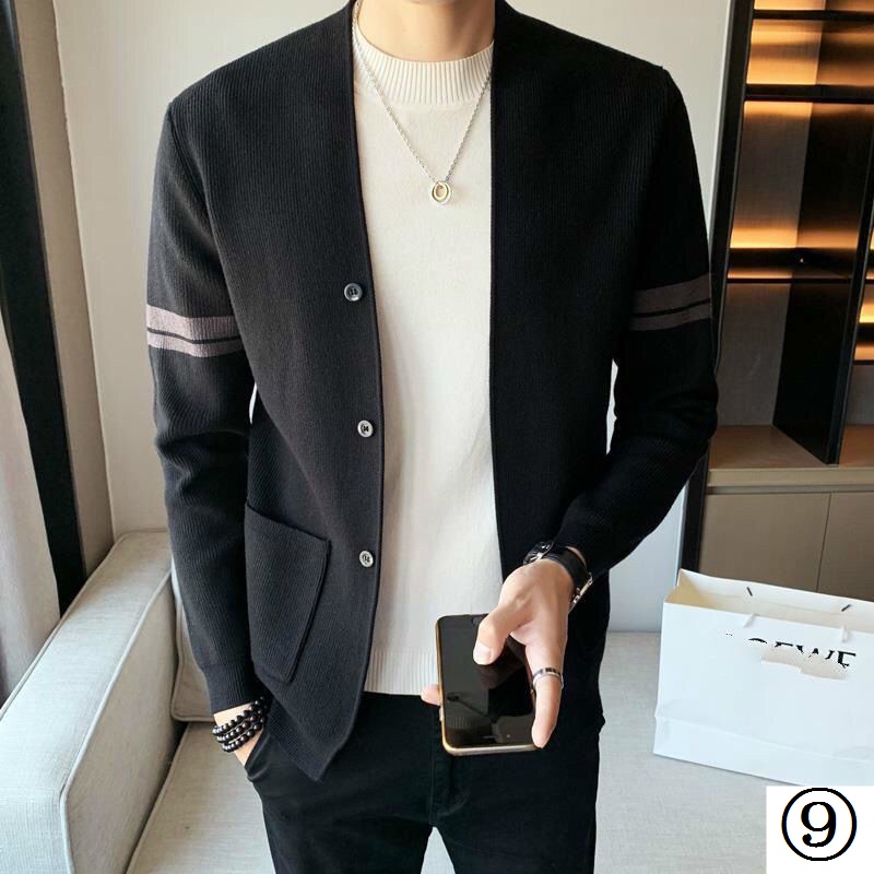 Áo Khoác Cardigan Dệt Kim Dáng Ôm Phong Cách Hàn Quốc Thời Trang Mùa Thu 2022 Mới Cho Nam