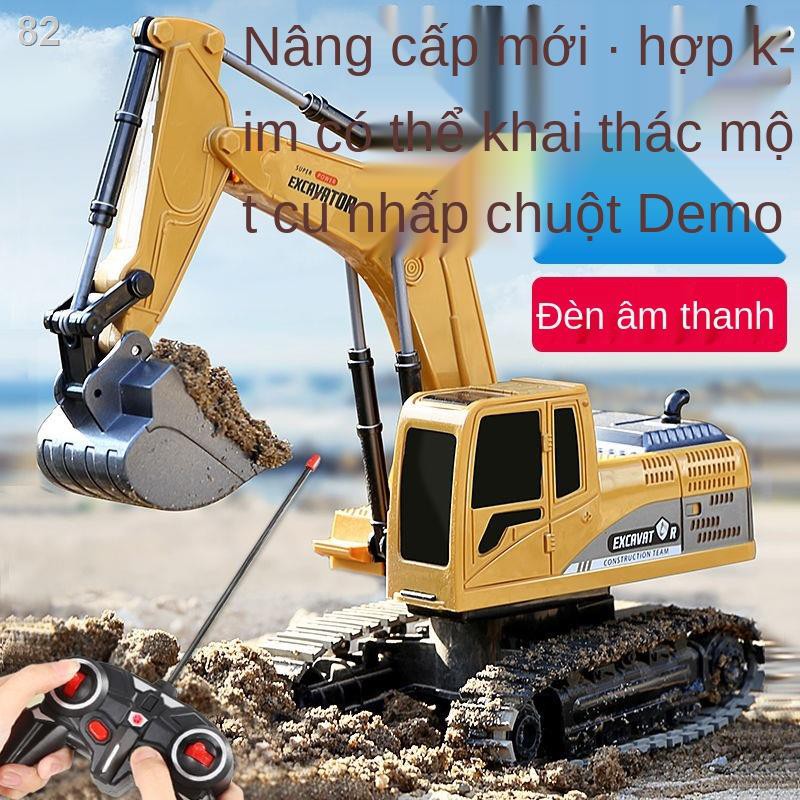 TMáy xúc điều khiển từ xa bằng hợp kim dành cho trẻ em Máy xúc mô phỏng điện Máy xúc kỹ thuật xe ô tô Mô hình cậu bé Máy