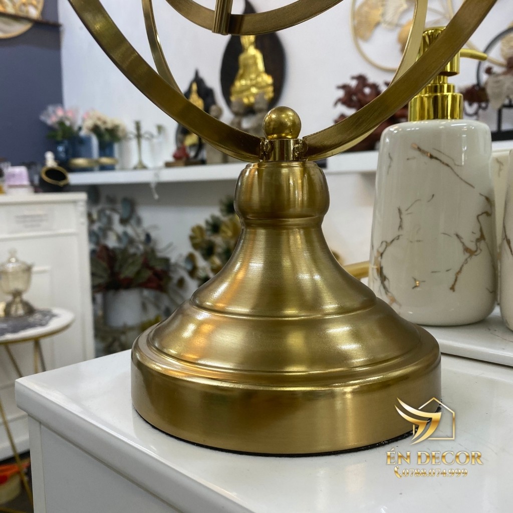 Mô Hình Địa Cầu Trang Tri Tủ Kệ,Mô Hình Địa Cầu Để Bàn Mạ Đồng, Én Decor