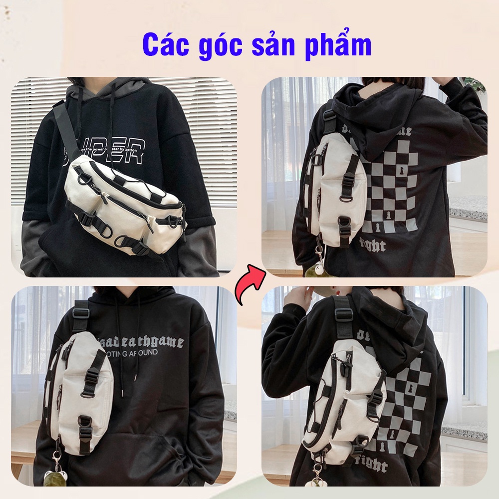 Túi Chéo Túi Bao Tử Unisex Vải Canvas Phong Cách Thời Trang Hàn Quốc Bao Trất