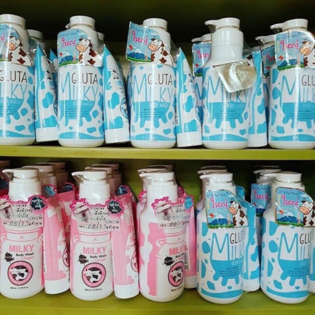 Sữa tắm bò thái lan gluta milky 800ml tặng kèm sữa rửa mặt 190ml