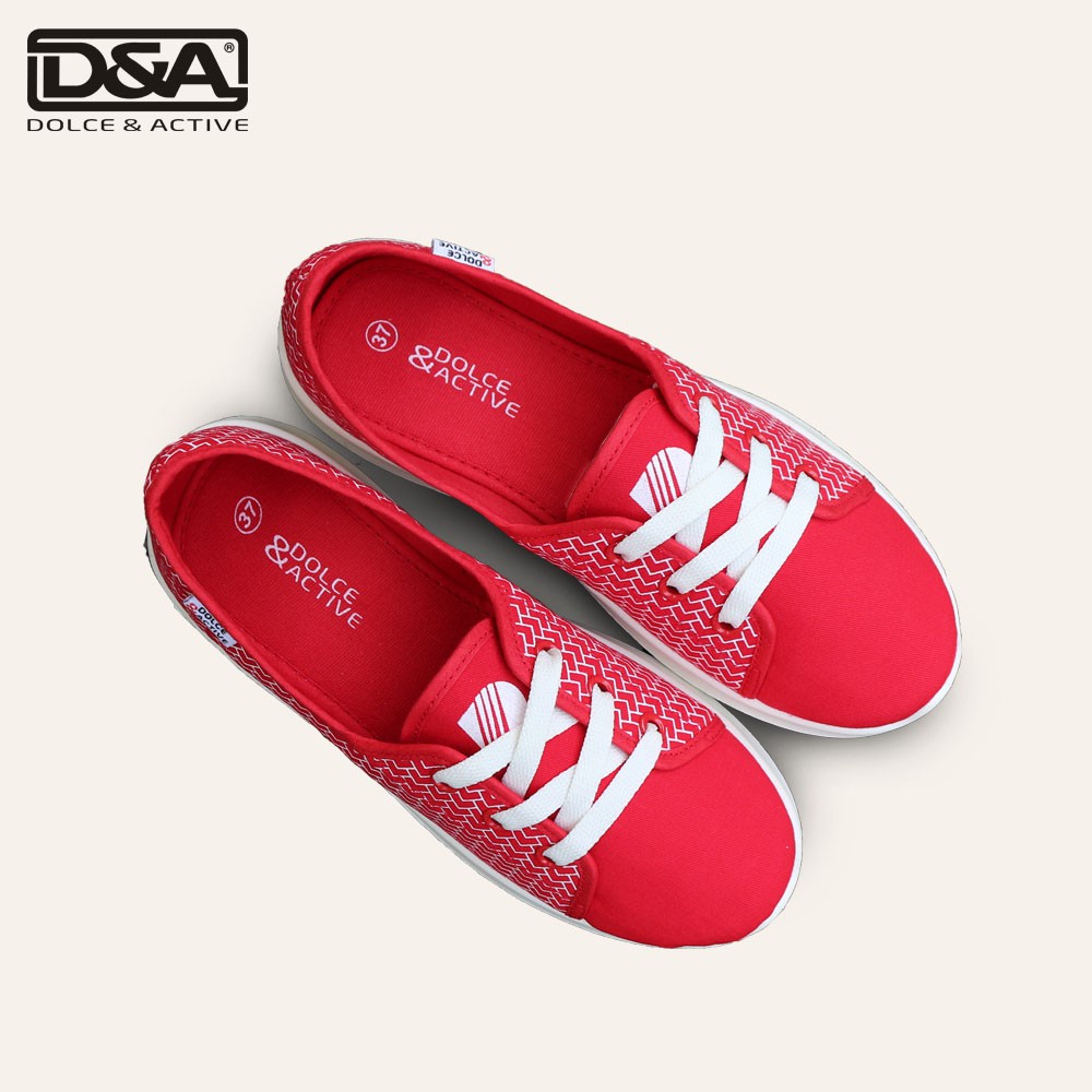 Giày sneaker nữ D&amp;A EP L1916 đế cao màu đỏ