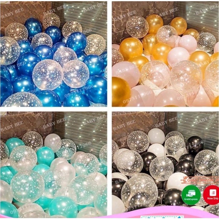 Set 30 bóng bay mix các màu, pastel, bóng nhũ, bóng chấm sao bóng bay sinh nhật trang trí tiệc, sinh nhật giá rẻ