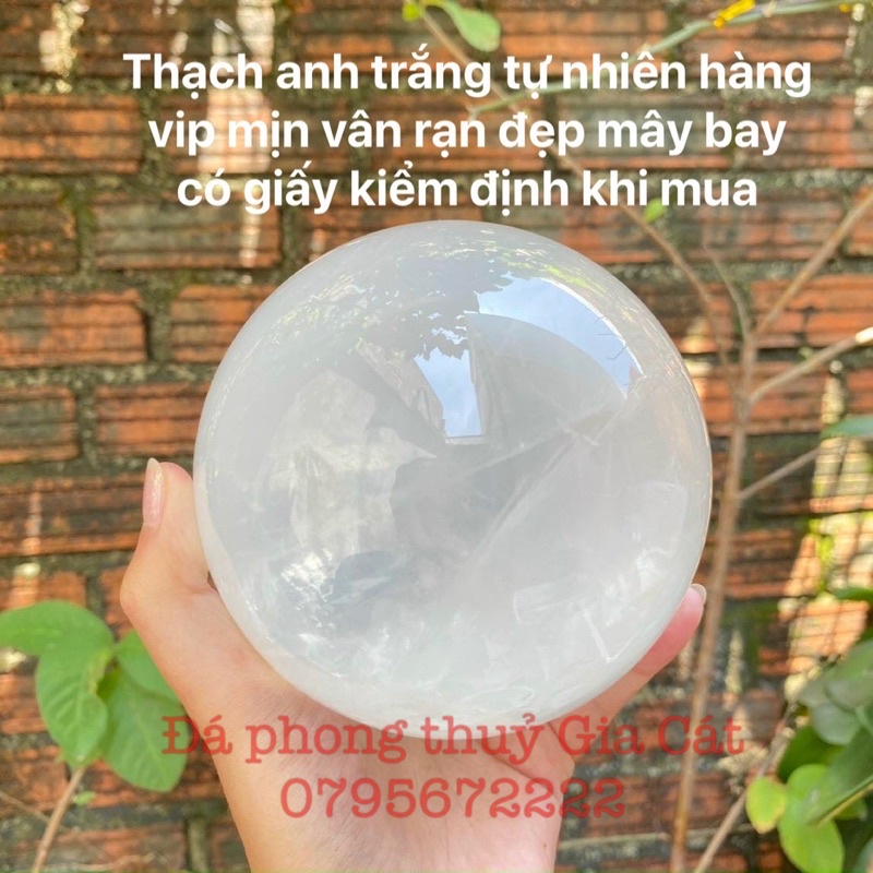 bi cầu đá thach anh trắng tặng kiểm định hàng đẹp chuẩn
