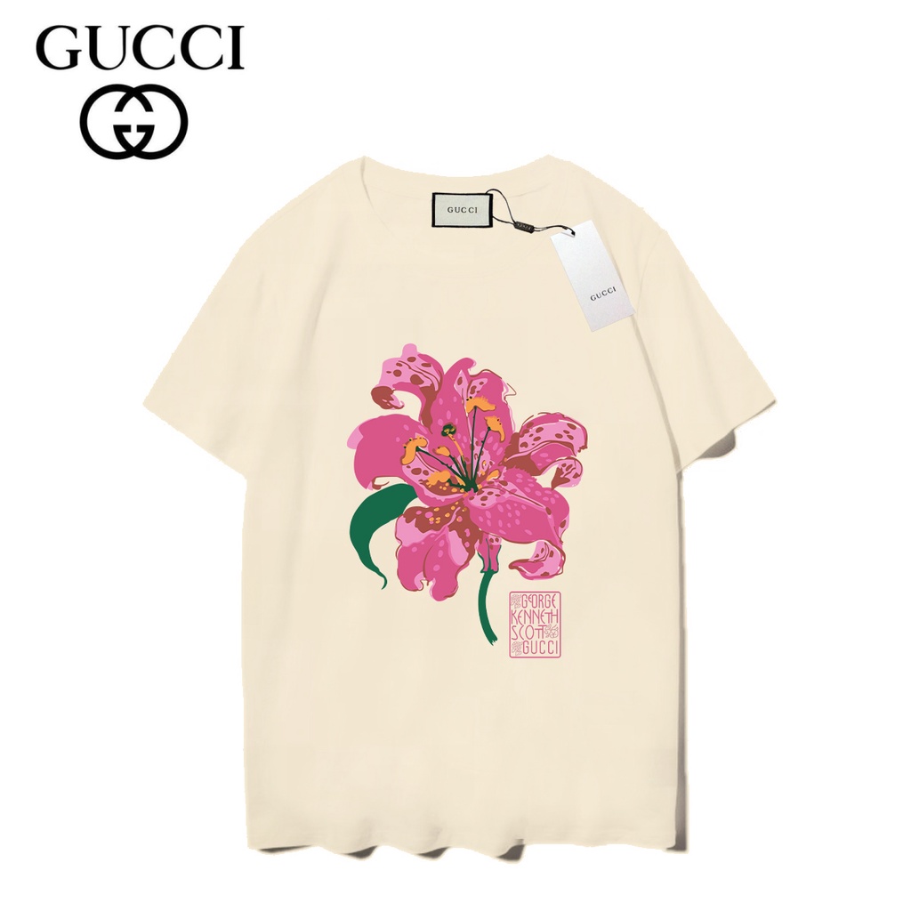 Gucci Áo Thun cotton Ngắn Tay In Họa Tiết Thời Trang Cá Tính