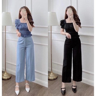 Quần ống rộng khoá giữa khuy bọc TM siêu đẹp