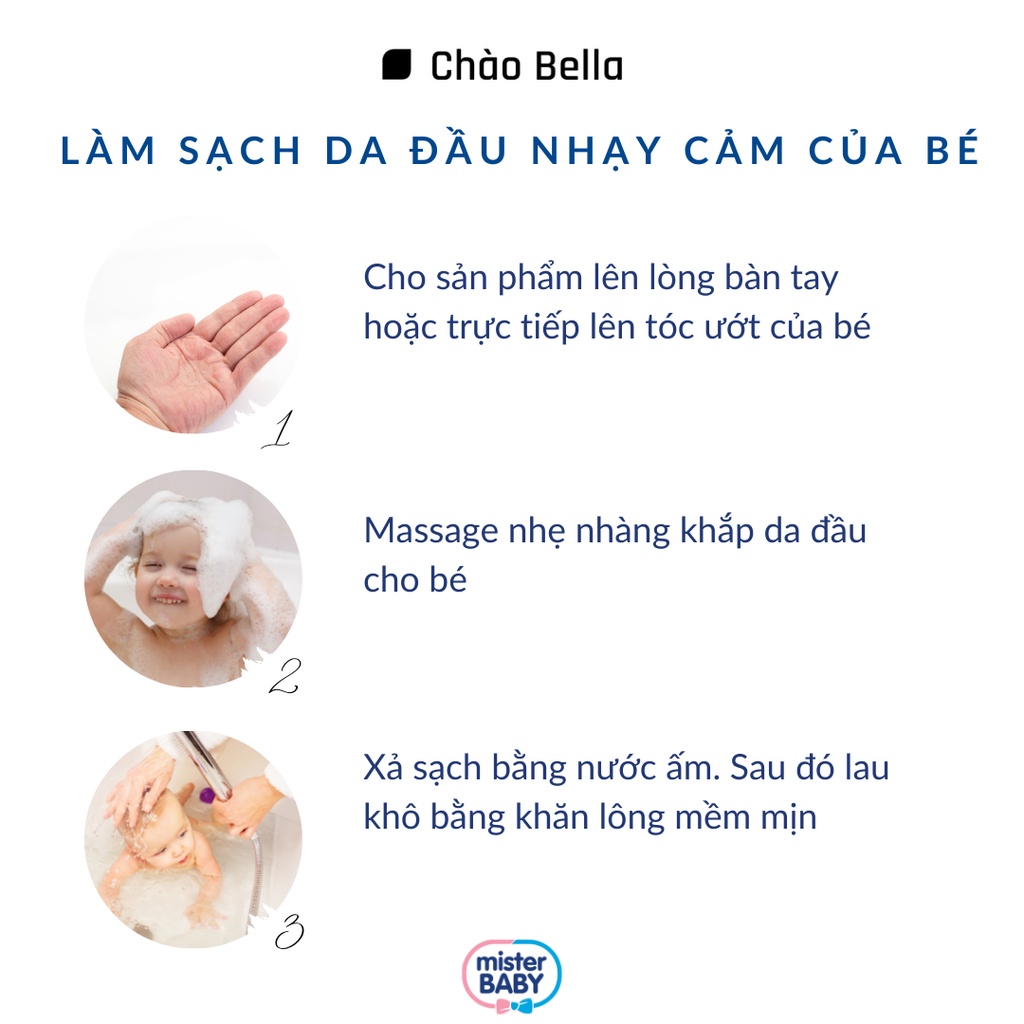 Dầu Gội Cho Bé Yêu Mister Baby Gentle Shampoo (ITALY) | Duy Trì Độ Ẩm - Bảo Vệ Da Đầu - Lưu Hương Cả Ngày (250ml)