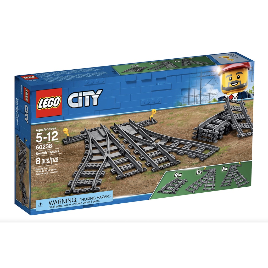 Lego HaHa - Lego City - Base - Switch Track - Đường ray xe lửa - Bộ chuyển ray - 60238