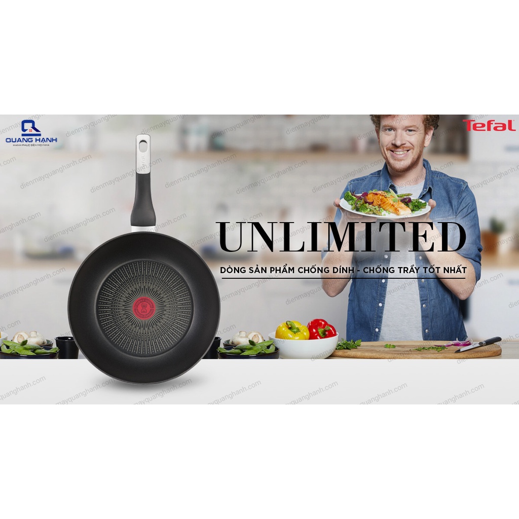 Chảo từ chống dính Tefal Unlimited made in France phủ chống dính 6 lớp siêu bền, báo nhiệt thông minh Thermo-Spot