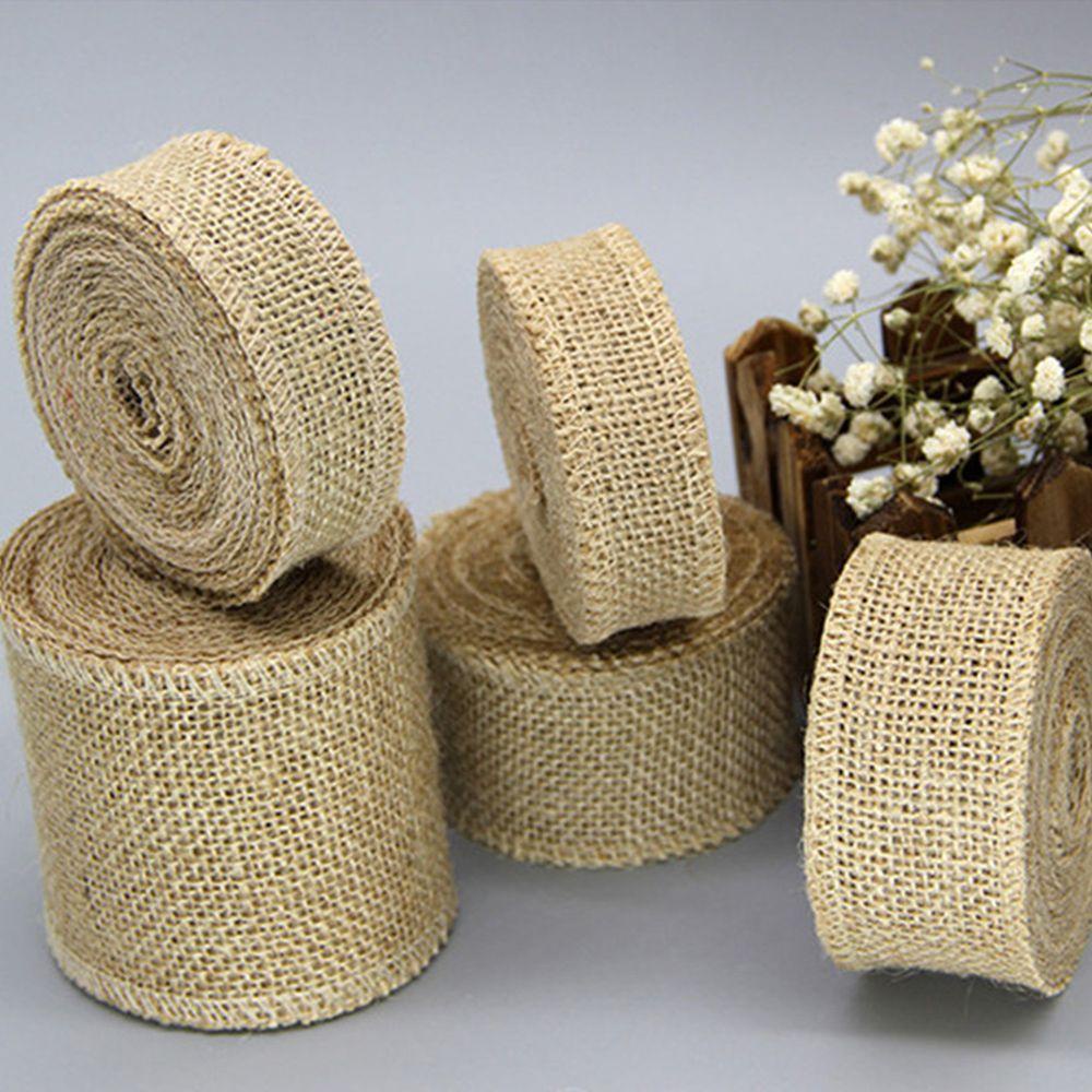 HECCEH 1 Cuộn Dây Ruy Băng Bằng Vải Bố Tự Nhiên Dài 2M Nhiều Màu Sắc
