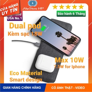 Đế sạc nhanh không dây đôi nimble cho iphone x 11 12 13 pro max s8 s9 s10 note 8 9 10 ap
