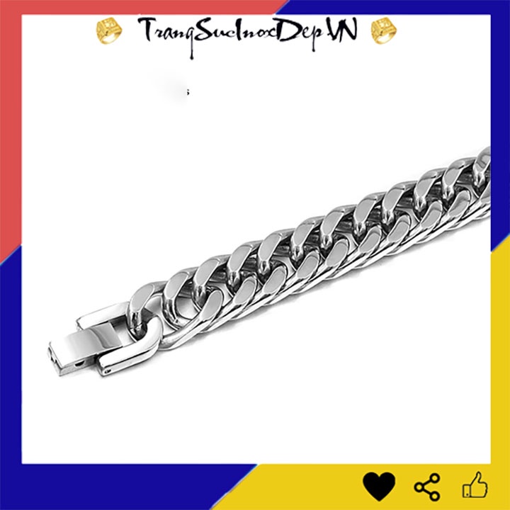 Lắc tay nam kiểu lặc đôi 12mm khóa bộ thời trang sáng đẹp, không đen, không gỉ, chọn size theo yêu cầu