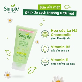 Sữa rửa mặt dạng gel Simple Kind To Skin Refreshing - Dành Cho Da Nhạy Cảm