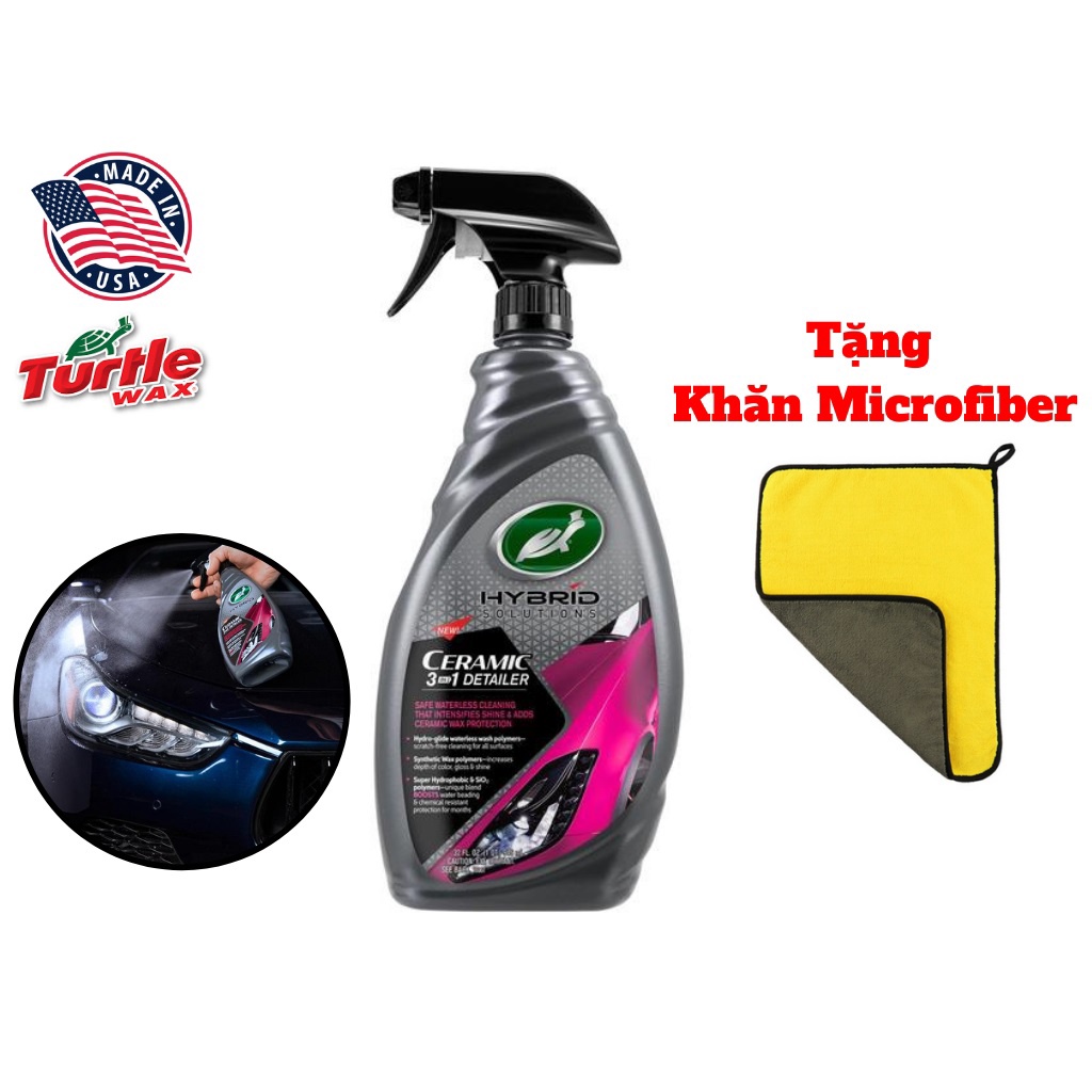 Chai Xịt Bóng Sơn Phủ Ceramic 3 Trong 1 Turtle Wax Hybrid Solutions 946ml Tặng Khăn