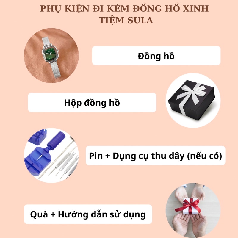 Đồng hồ nữ sang trọng ULZZANG dây kim loại mặt vuông 26mm thời trang Hàn Quốc có chống nước - SULAGRE