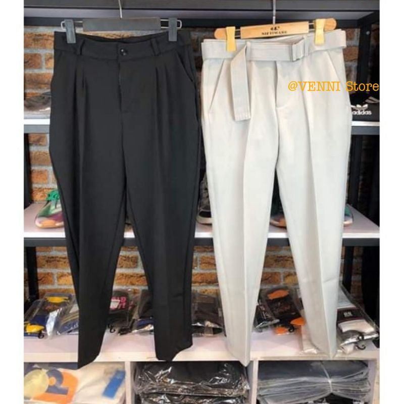 Quần baggy nam Quần baggy âu nam kèm đai Quần tây giá rẻ kiểu dáng unisex - QD003 VENNI | BigBuy360 - bigbuy360.vn