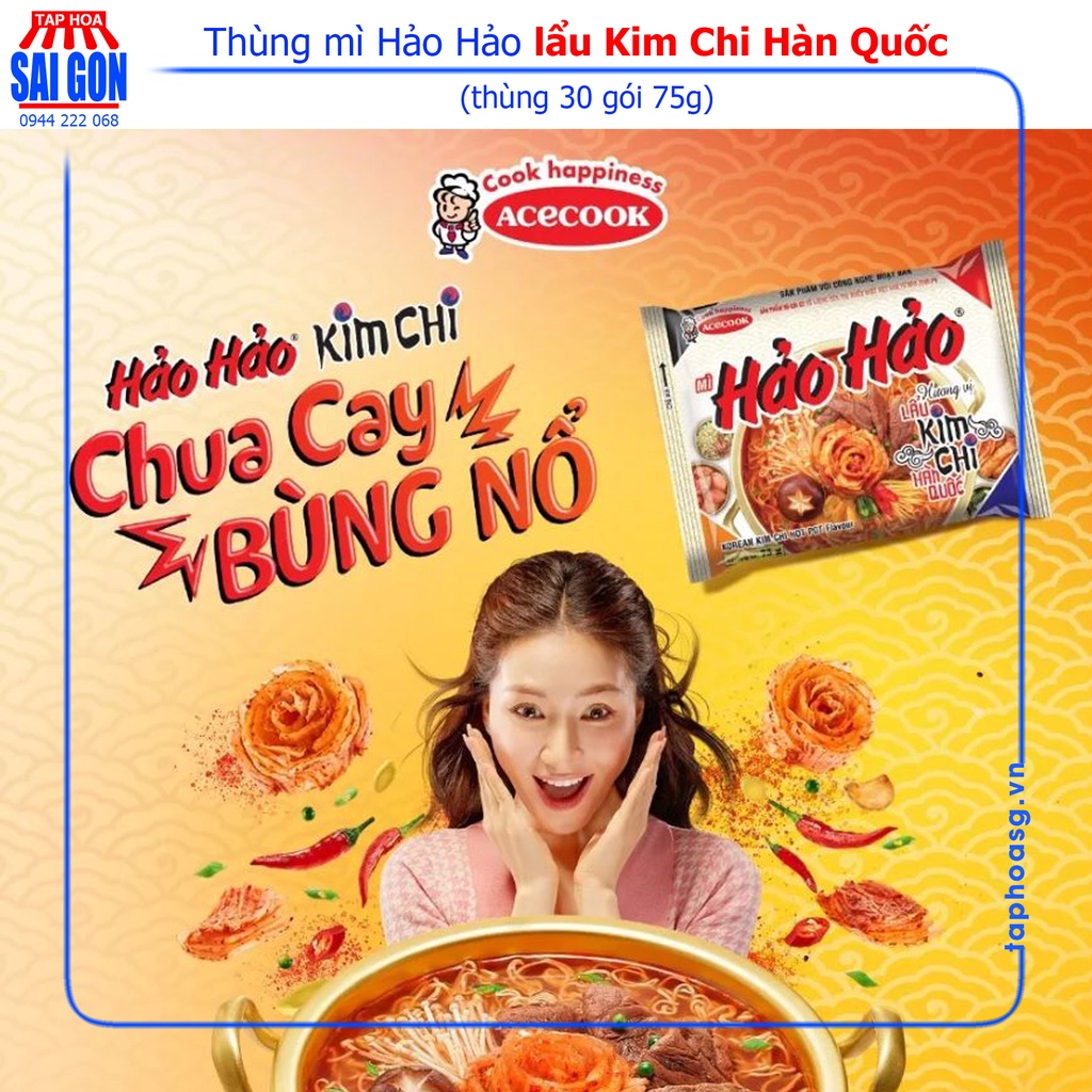 Thùng 30 Gói Mì Hảo Hảo Lẩu Kim Chi Hàn Quốc mang hương vị chua cay mới của kim chi đến các tín đồ mì gói