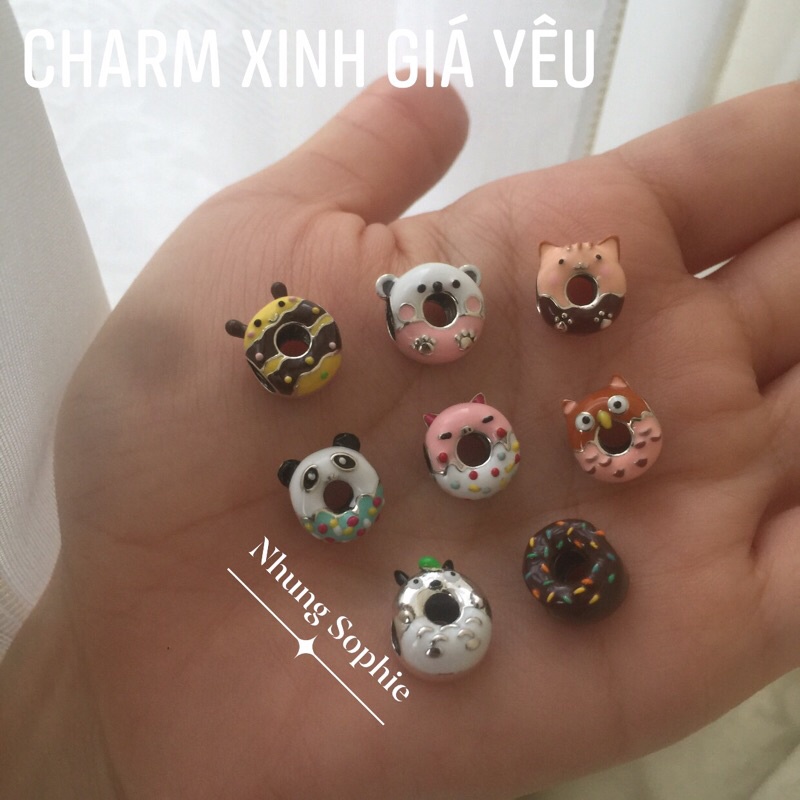 Charm bánh Donut xinh xắn cho bé yêu băng bạc 925 nhungsophie