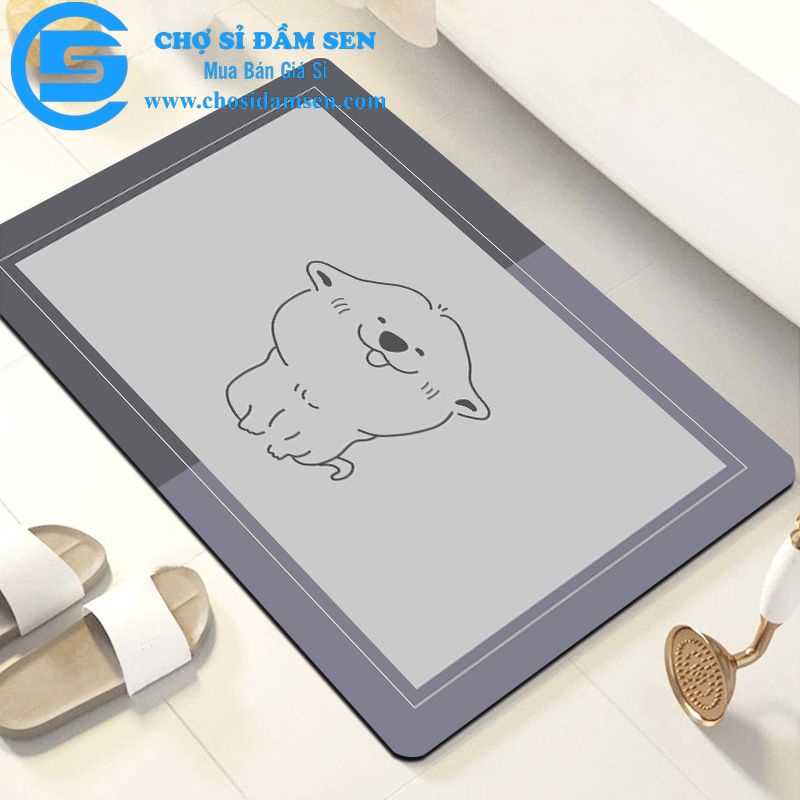 Thảm nhà tắm hình chữ nhật, thảm chùi chân chống trượt nhanh khô, thảm chân decor nhà tắm, nhà bếp ThamNTHCN