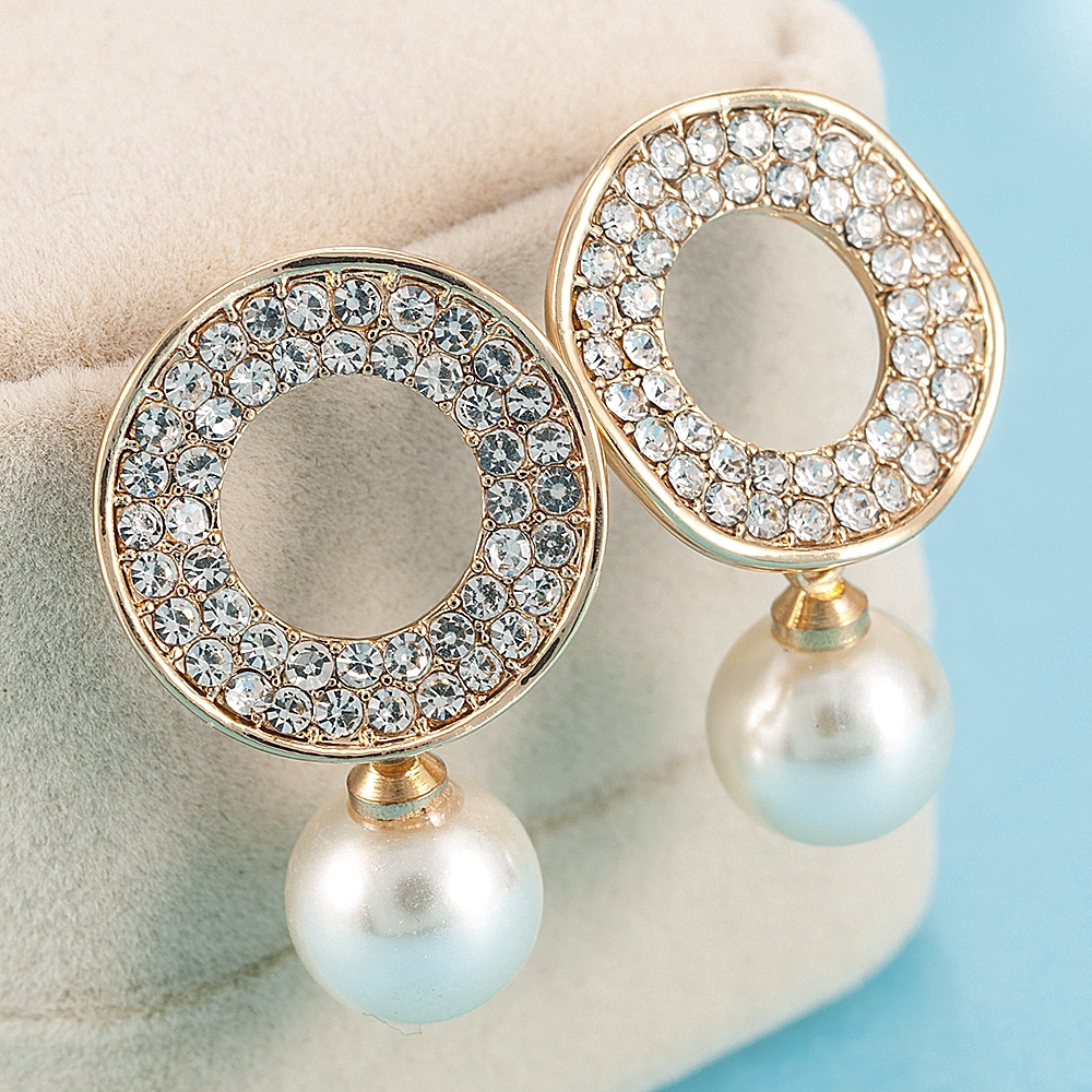 Hoa Tai Dáng Tròn Đính Đá Thời Trang Cho Nữ