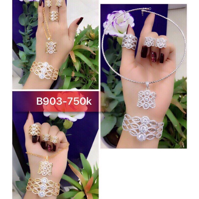 Bộ trang sức xi mạ vàng và bạch kim cao cấp B903