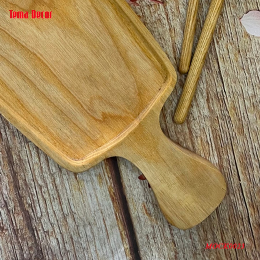 Khay gỗ decor Tema - Khay gỗ đựng đồ ăn gỗ tần bì hình oval có tay cầm tiện dụng | BigBuy360 - bigbuy360.vn