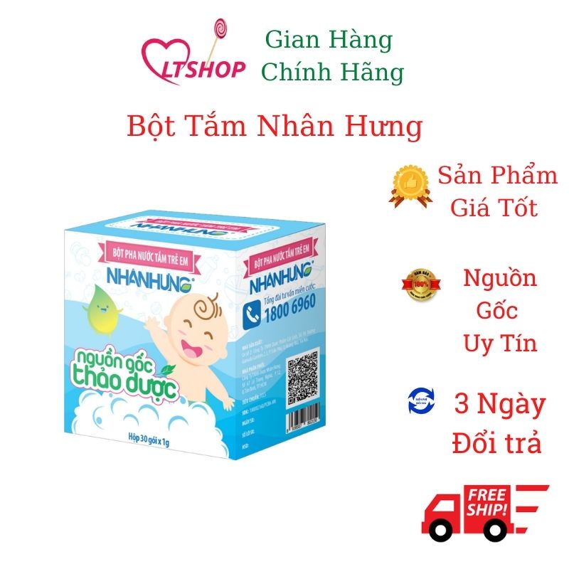 Bột pha nước tắm trẻ em Nhân Hưng- hỗ trợ giảm hăm da, rôm sảy, mụn nhọt ,mẩn ngứa