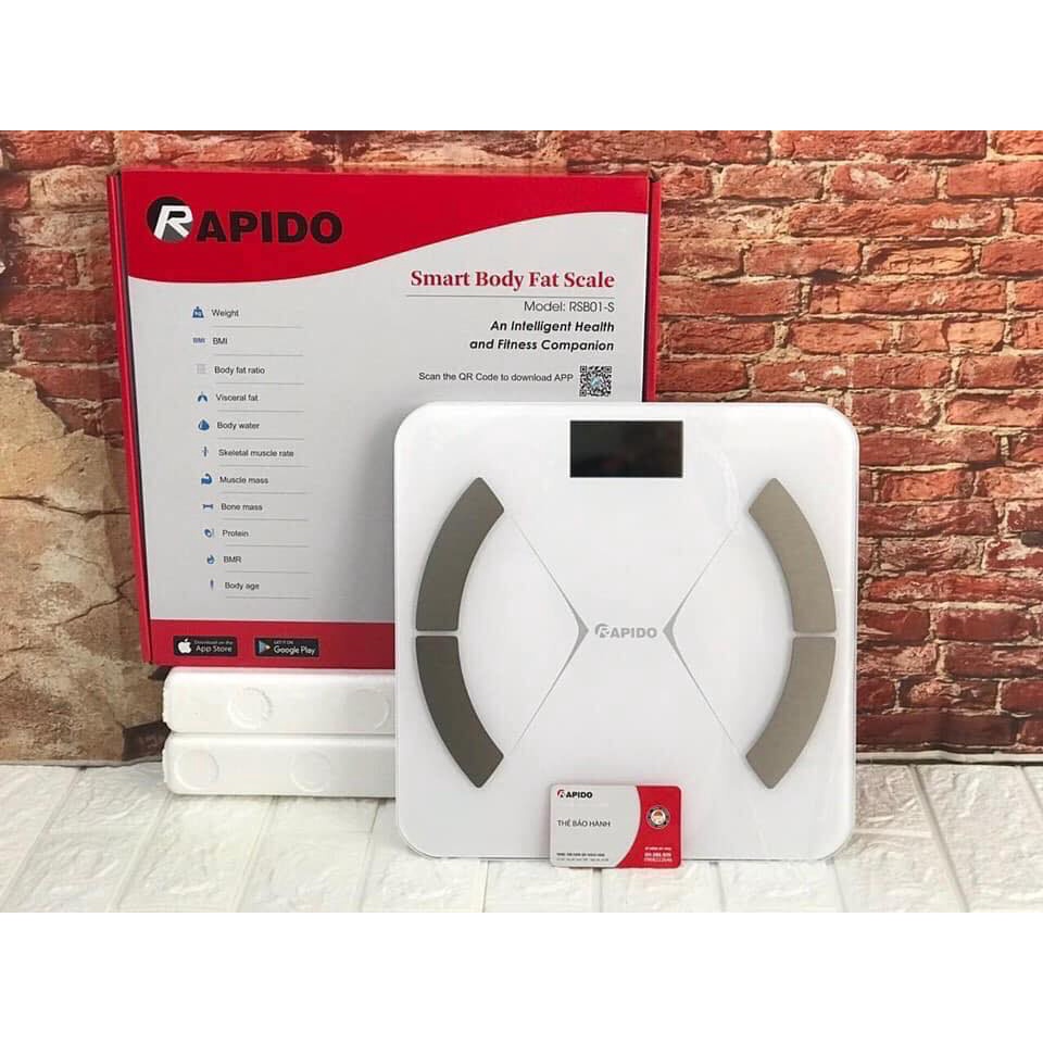 Cân sức khỏe phân tích 8 chỉ số cơ thể Rapido RSF01-S, hàng chính hãng
