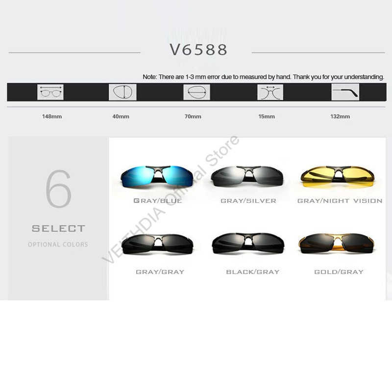 Kính Râm VEITHDIA 6588 Tráng Gương Phân Cực Cho Nam gentle monster | BigBuy360 - bigbuy360.vn