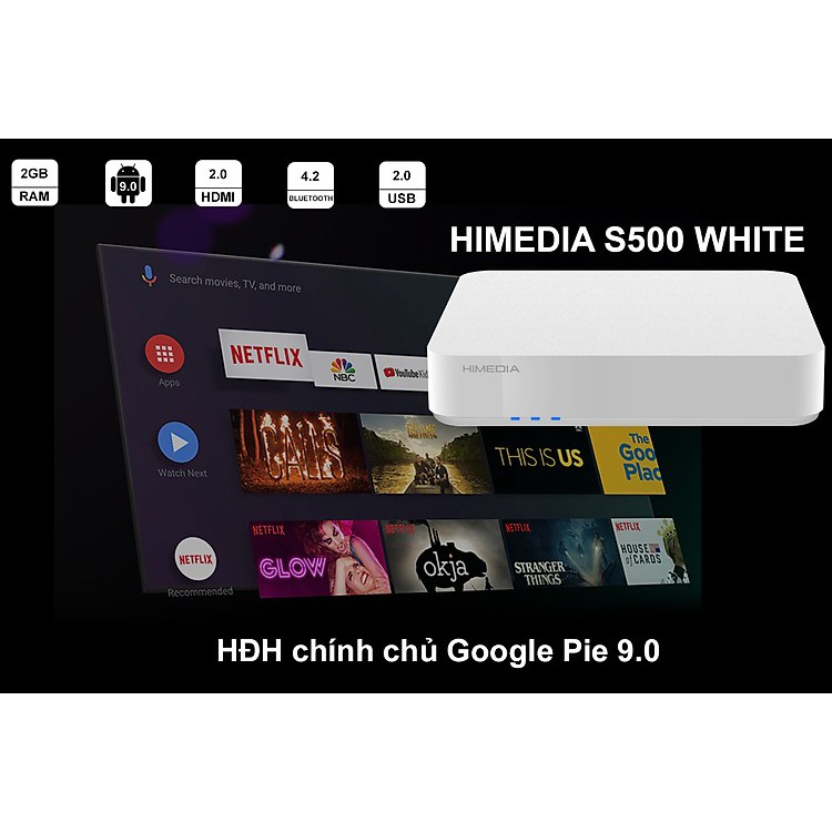 Tivi Box Android HIMEDIA S500 New 2020- Android TV 9.0 Chính Chủ - Có Remote Voice - HÀNG CHÍNH HÃNG