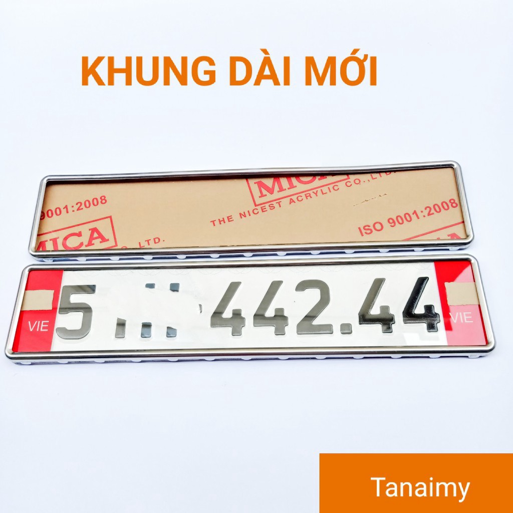 Khung mới kích thước 52*11cm có logo viền inox logo trang trí 2 bên tự lắp đặt tại nhà đơn giản