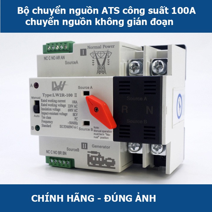 Bộ chuyển nguồn Ats 1 pha 100A LW