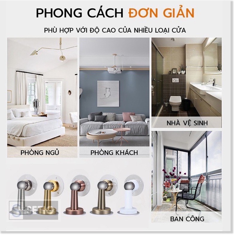 Chặn cửa thông minh - inox 304 Thép không gỉ - Sử dụng băng dính 3M không cần khoan đục - Nam châm hút cực mạnh.