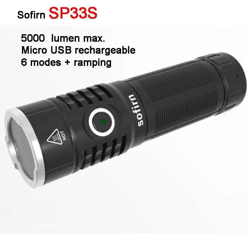 Đèn Pin Sofirn SP33S Mạnh Mẽ 5000 lumen XHP70B Chống Thấm Nước Có Thể Sạc Lại Bằng Pin 26650