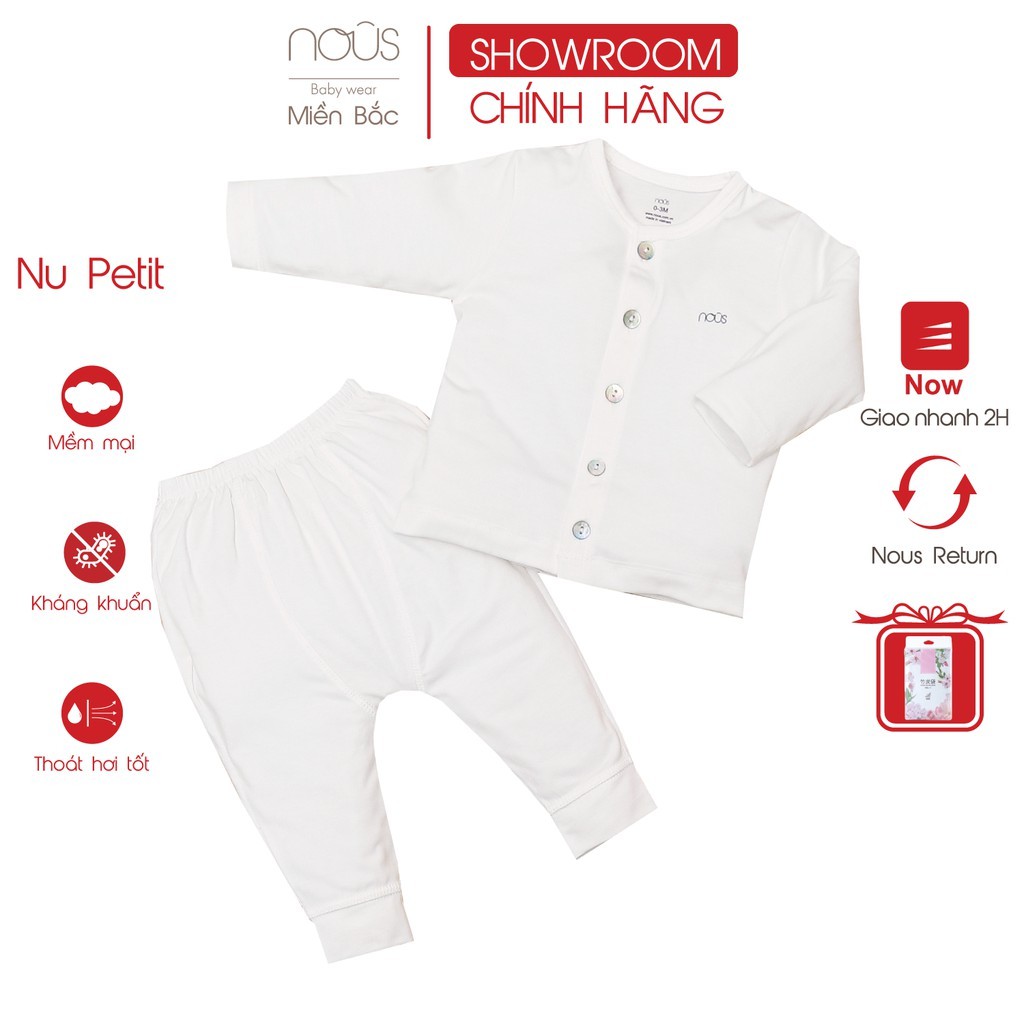 Bộ quần áo sơ sinh Nous - Bộ cài thẳng newborn Nous Petit trắng 2021