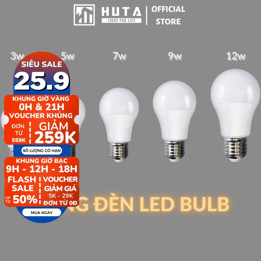 Bóng Đèn Led Bulb HUTA Đuôi E27, Tiết Kiệm Điện, Kín Chống Nước, Ánh Sáng Trắng/Vàng, Trang Trí Quán Cà Phê, Nhà Hàng