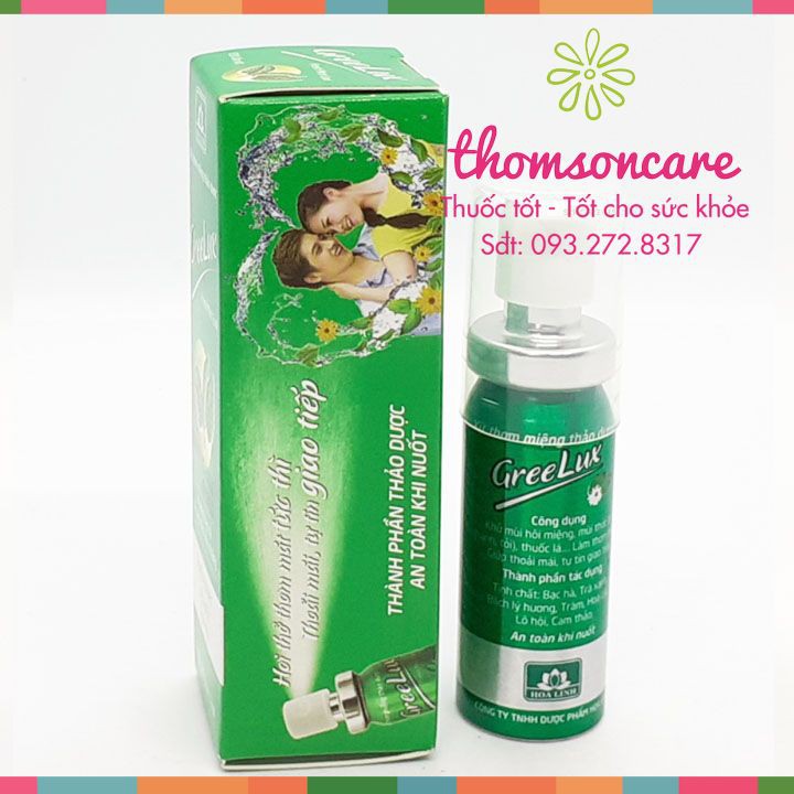 Xịt thơm miệng Greelux Thảo Dược chai 12ml hương bạc hà khử mùi hôi miệng - nước xịt thơm miệng Gree Lux