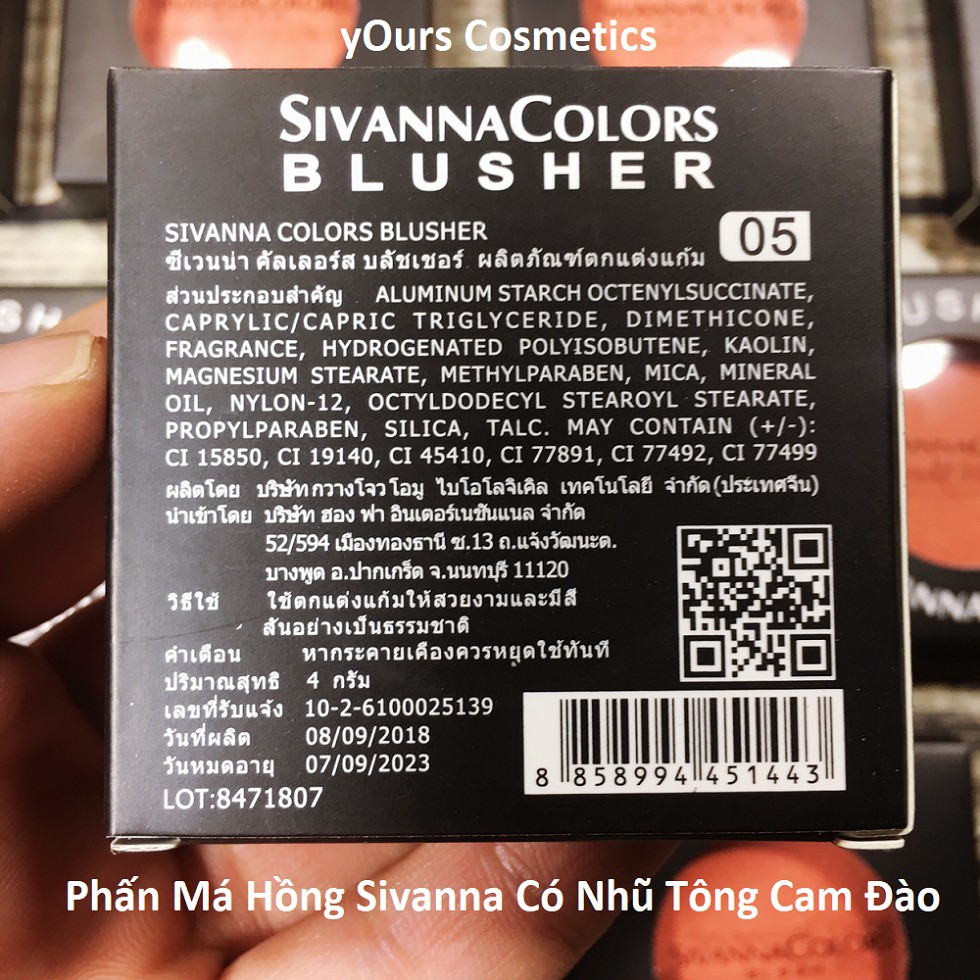 [Auth Thái] Phấn Má Hồng Sivanna Có Nhũ Tông Cam Đào 05 - Phấn Má sivanna có nhũ tone cam đào - má hồng tông tây sivanna | BigBuy360 - bigbuy360.vn