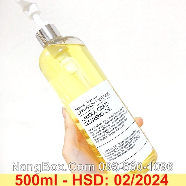 (Sẵn-Bill) Dầu Tẩy Trang GRAYMELIN CANOLA CRAZY CLEANSING OIL