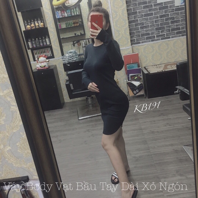 [SIÊU PHẨM Váy Body Vạt Bầu Tay Dài Xỏ Ngón - DZ02