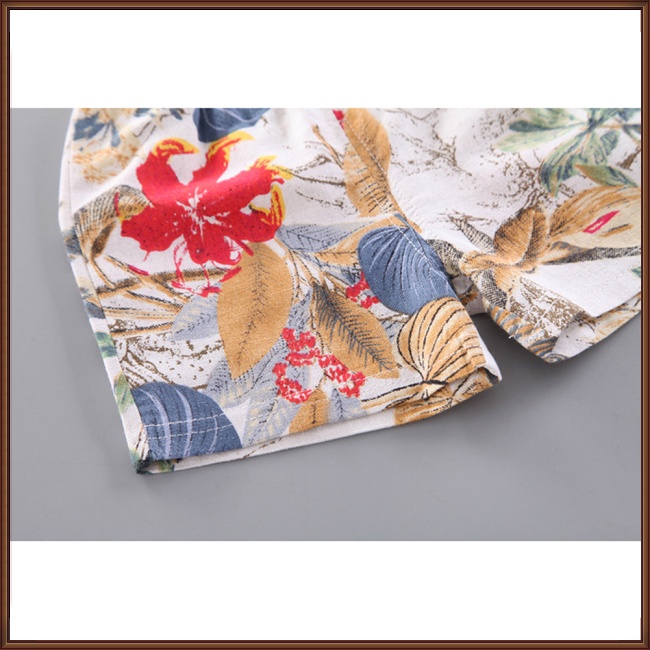Set Đồ Đi Biển 2 Món Gồm Áo Cotton Tay Ngắn In Họa Tiết Hoa + Quần Ngắn Cho Bé 0-4 Tuổi