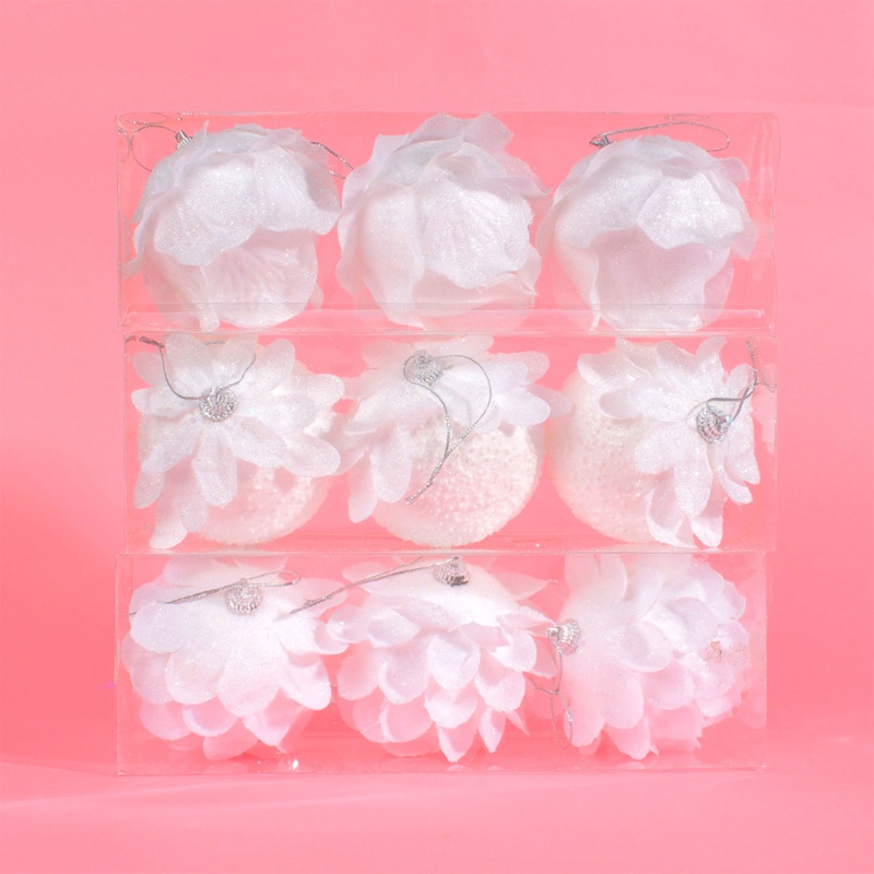 Set 3 Trái Châu Màu Trắng Trang Trí Cây Thông Noel