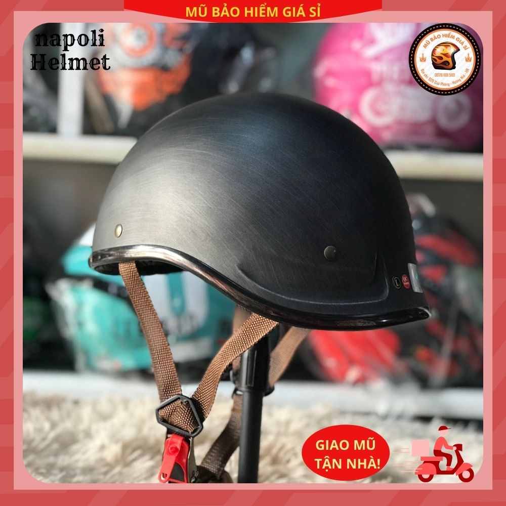 Mũ bảo hiểm nửa đầu NAPOLI N120 Gangster - Màu Đen Nhám , Xước Nhám Size