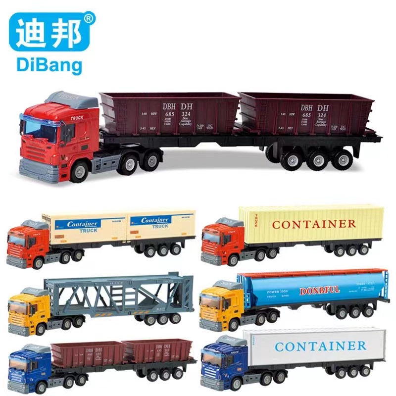 Children's Toys Alloy Pullback Container Truck Transport Vehicle Fuel Tanker Truck Tractor Truck Model Children's Toy Model Car Towing Car Simulation Car Children's Gift